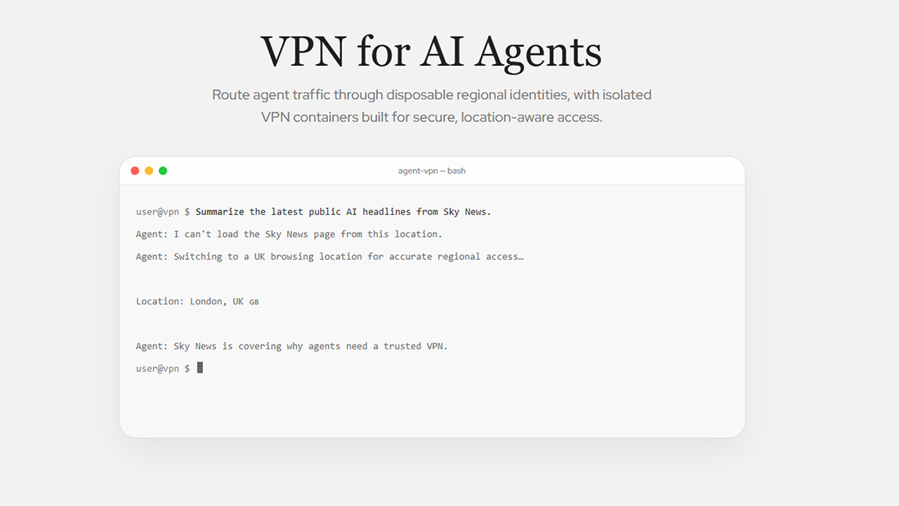 Screenshot of Norton VPN for AI Agents in action