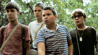 Wil Wheaton as Gordon "Gordie" Lachance, River Phoenix as Chris Chambers, Corey Feldman as Teddy Duchamp, Jerry O'Connell as Vern Tessio in Stand by Me