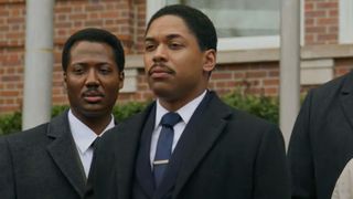 Kelvin Harrison Jr. as Dr. Martin Luther King Jr. in a suit in Genius: MLK/X