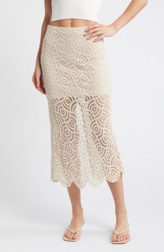 Jamie Cotton Blend Lace Column Skirt