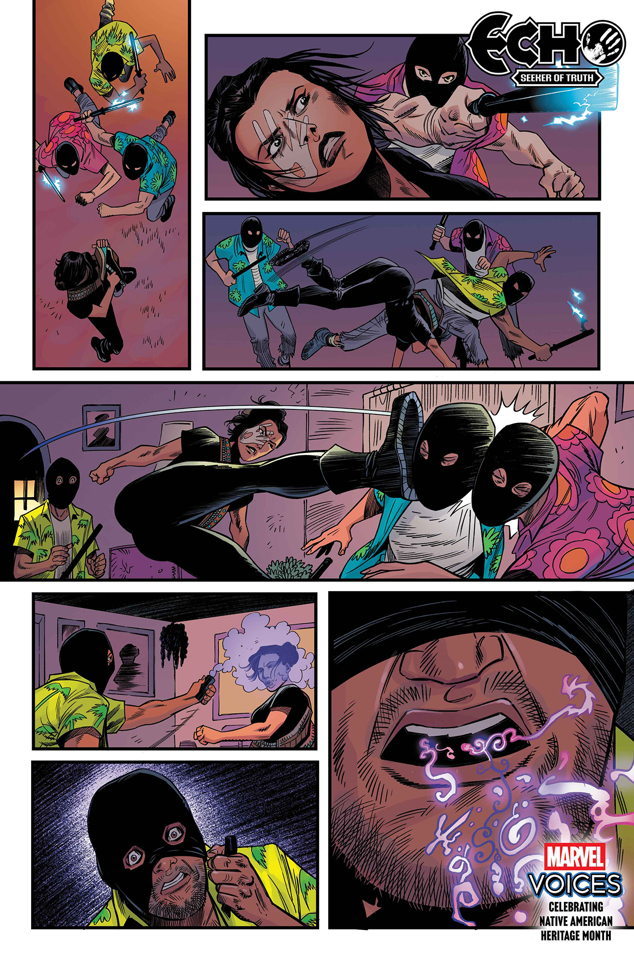Echo beating up some bad guys while using her strange new power