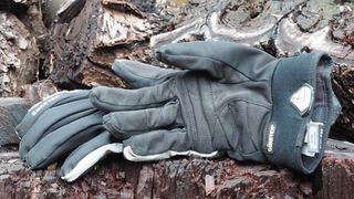 Black waterproof winter cycling gloves palm detail