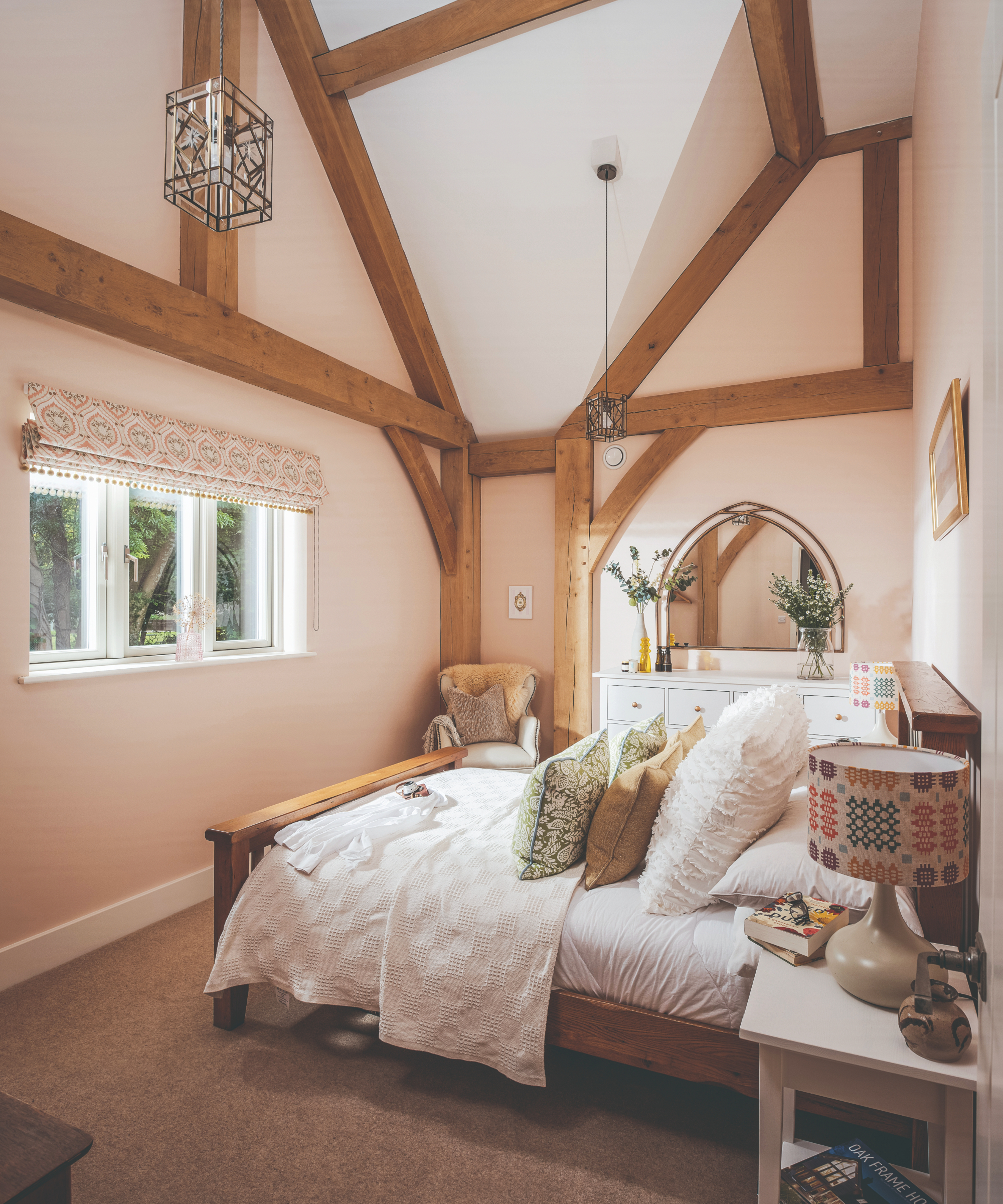Bedroom with vaulted ceilings