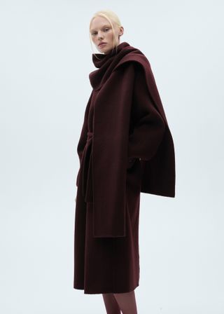 Mango longline scarf coat 