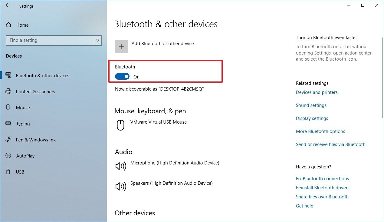 Enable Bluetooth in Settings app