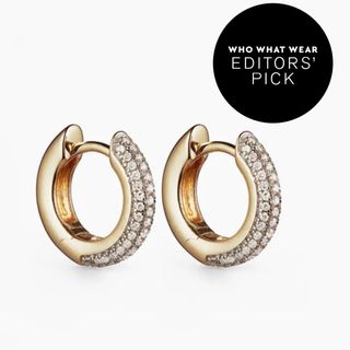 Solid Gold Quotidien Diamond Hoops