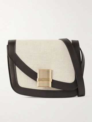 Fiamma Leather-Trimmed Canvas Shoulder Bag