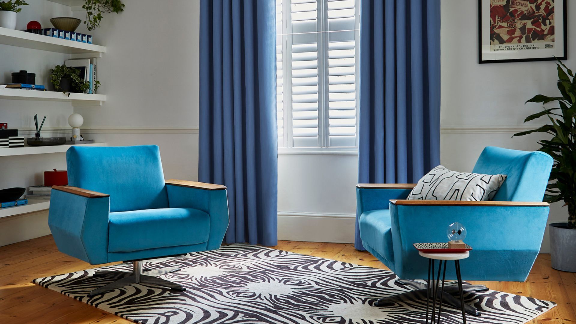 Hilarys curtains in blue to illustrate the ocean blue color trends 2023