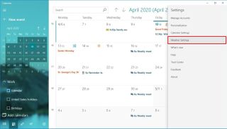 Windows 10 Calendar Weather option
