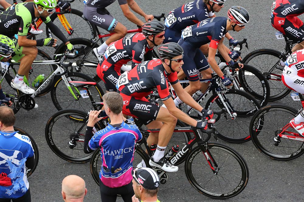 The peloton in action during stage 3 of the 2015 Tour of Britain.