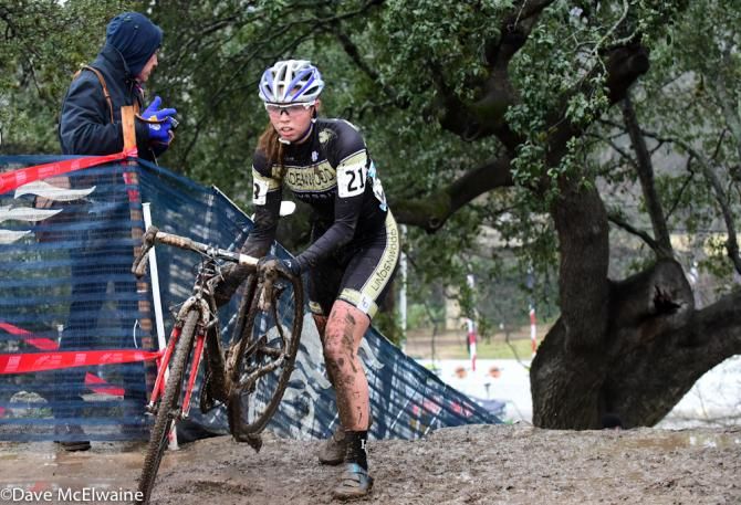 Women's collegiate racing at USA Cycling Cyclo-cross National Championships in Austin, Texas.