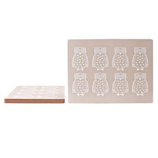 Homebase Owl themed taupe Cork backed Placemats