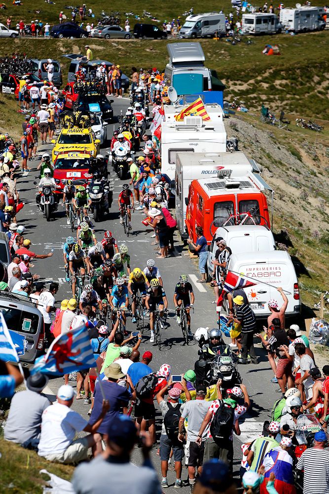 Spectators line the climb during stage 1..