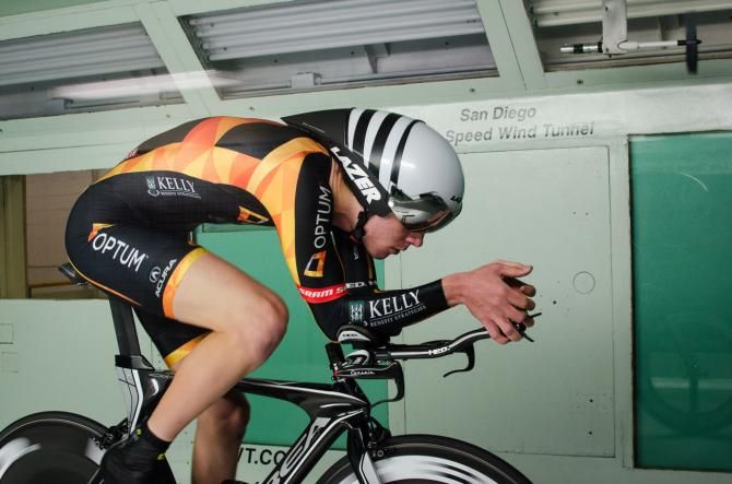 Optum's Chad Haga dials in his aerodynamic position