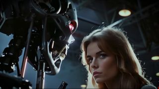 Terminator looking at 1950s Sarah Connor – AI FlickNips