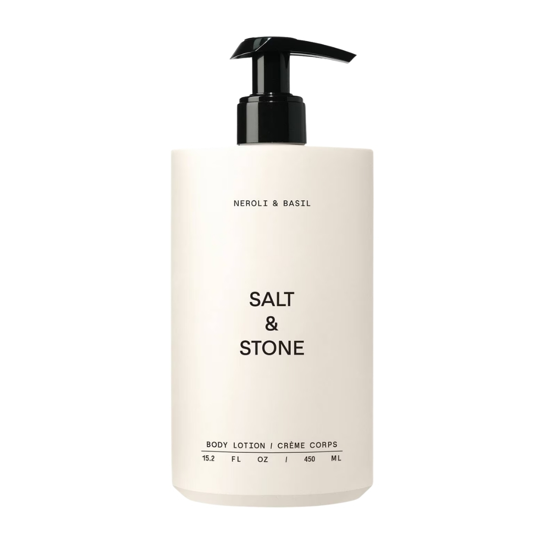 A product shot of the Salt &amp;amp; Stone Neroli and Basil body lotion