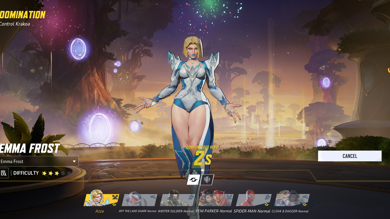 Emma Frost hero select screen