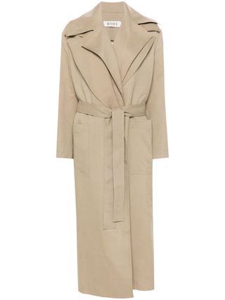 Double-Collar Belted Trench Coat