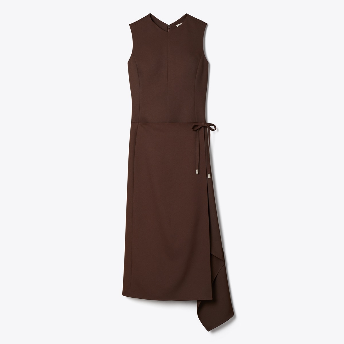 Twill Wrap Dress in Brown, Size 2