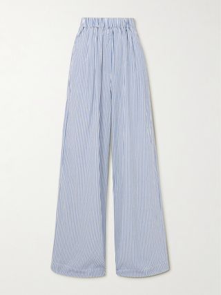 Mirca Striped Twill Wide-Leg Pants