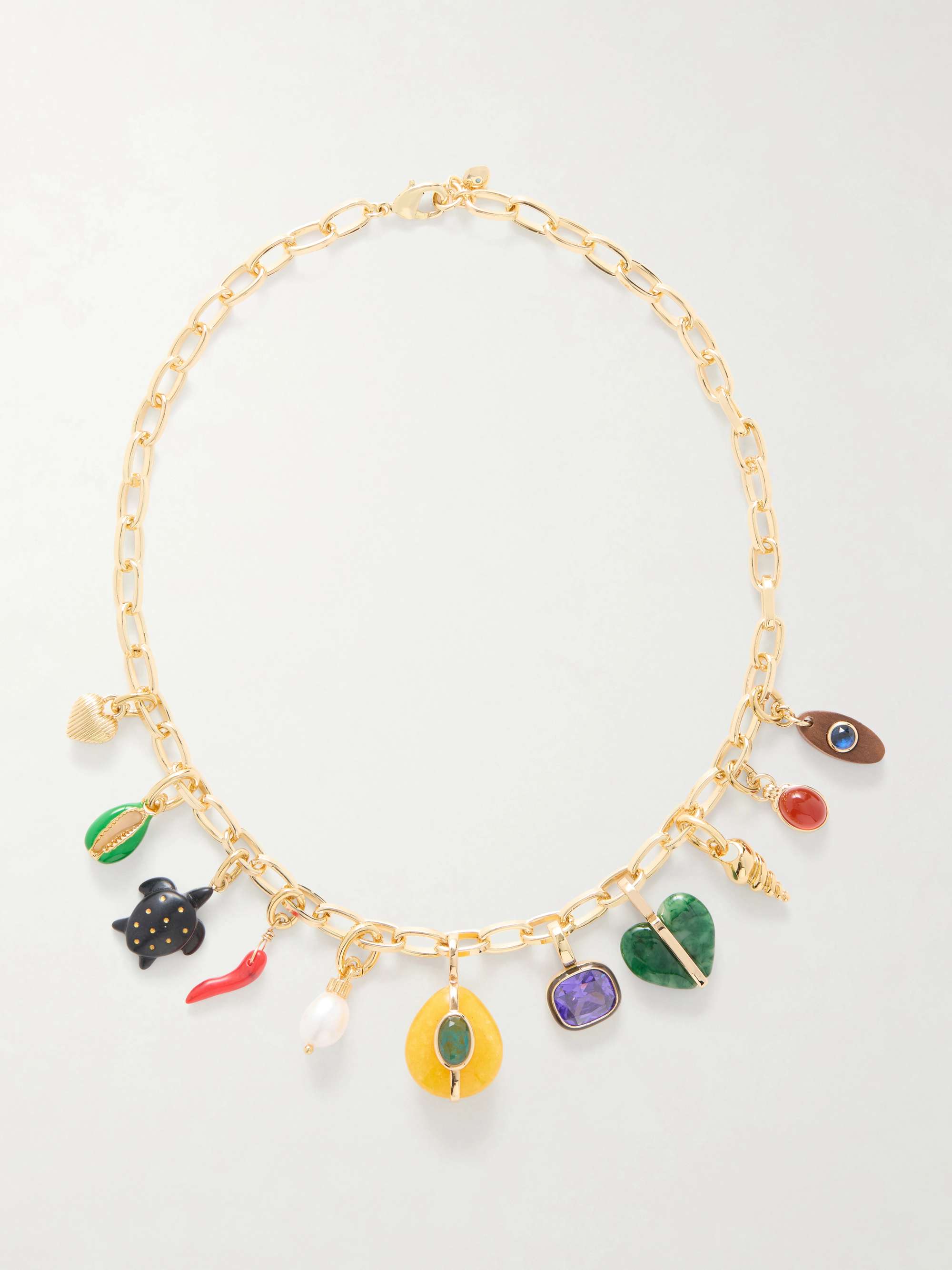 The Tiny Treasure Gold-Tone, Pearl, Crystal, Cubic Zirconia and Enamel Necklace