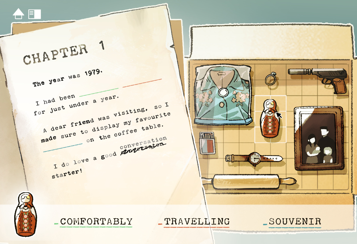 Concept sketches for a video game showing a cosy living room