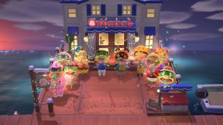 Celebrating the opening of the resort hotel in Animal Crossing: New Horizons