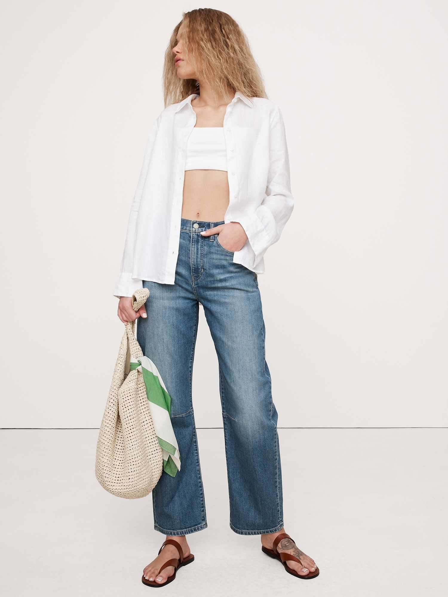Banana Republic, High-Rise Relaxed Barrel Ankle Jean