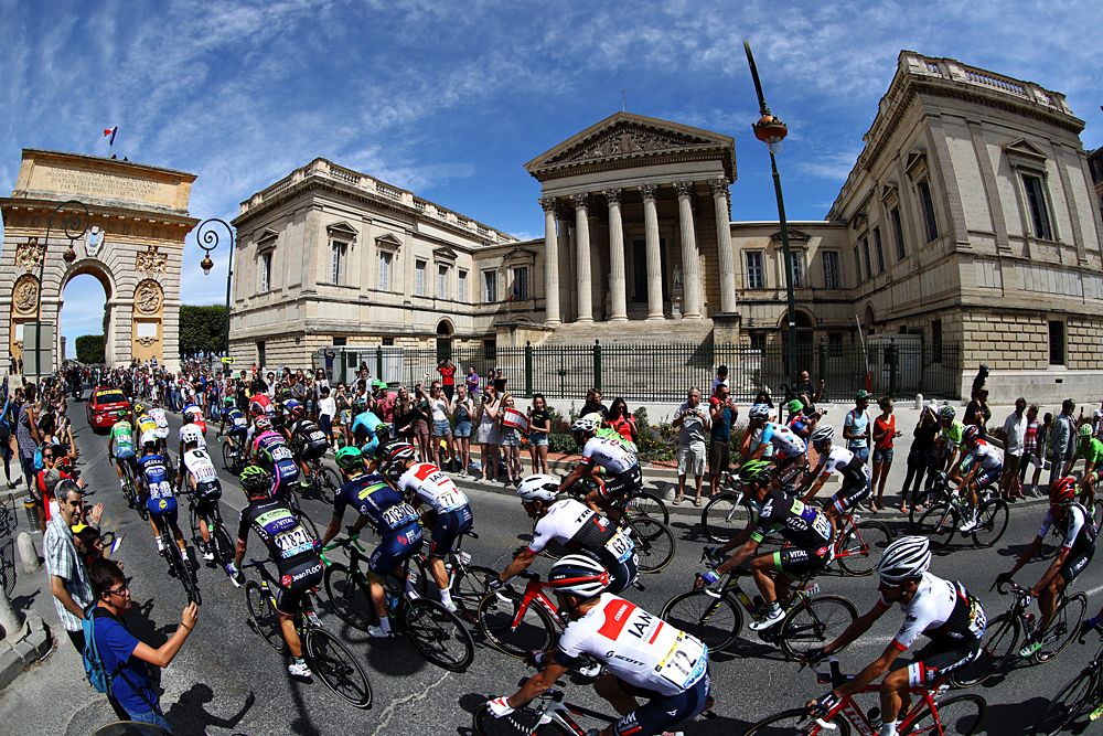The peloton depart from Montpellier on stage twelve of the 2016 Le Tour de France