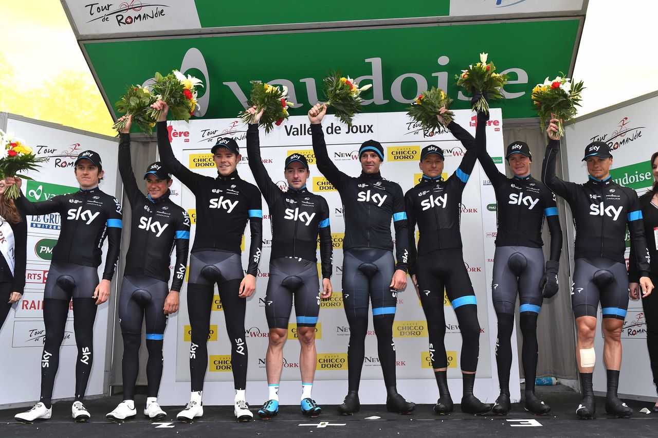 Team Sky after winning the TTT