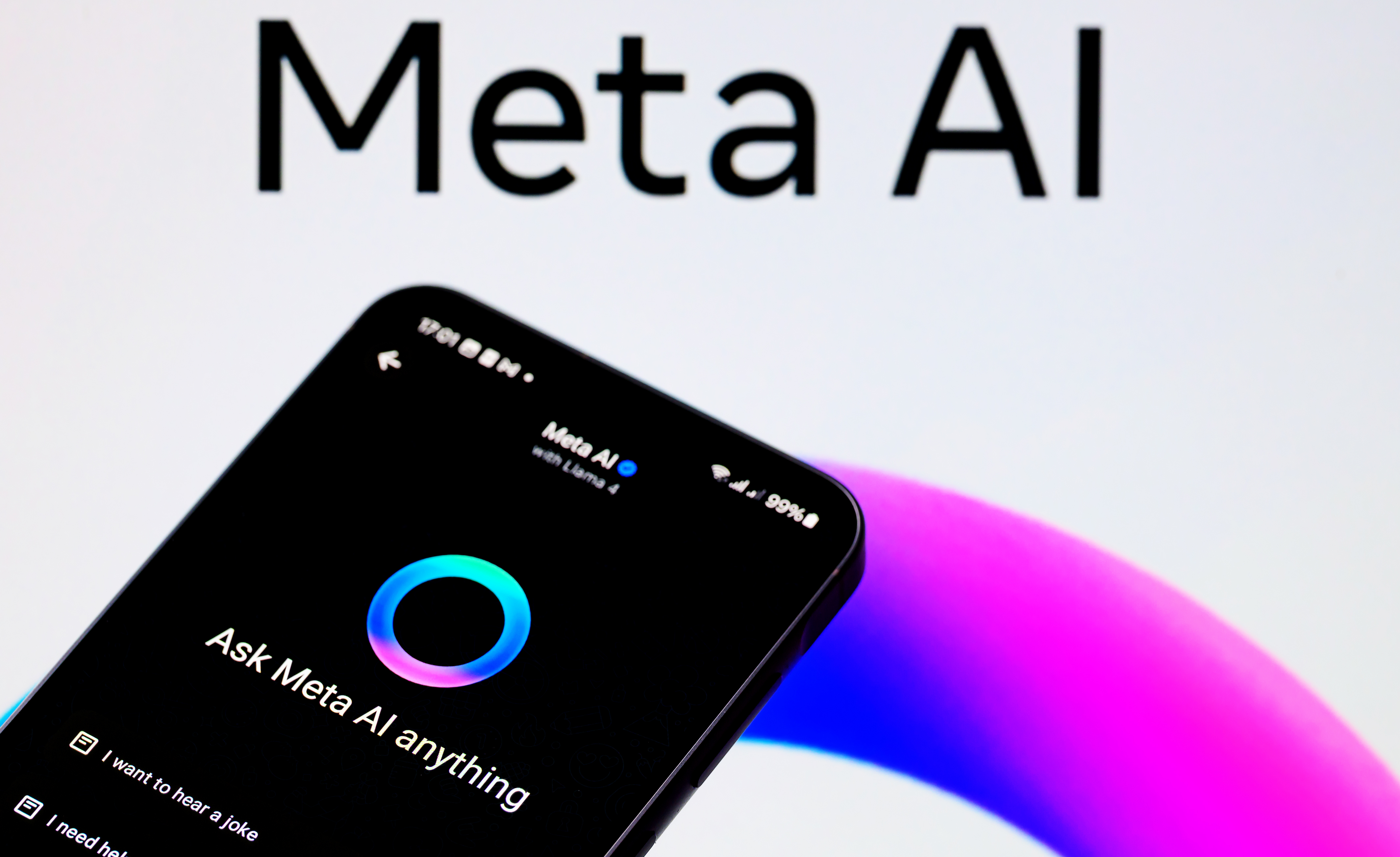 The WhatsApp AI bot is displayed on a mobile phone with Meta AI in the background in this photo illustration in Brussels, Belgium, on August 8, 2025. (Photo by Jonathan Raa/NurPhoto via Getty Images)