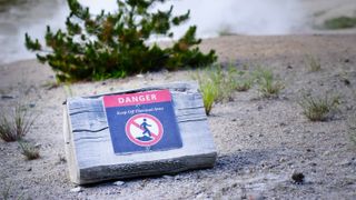 Warning sign in thermal area at Yellowstone National Park