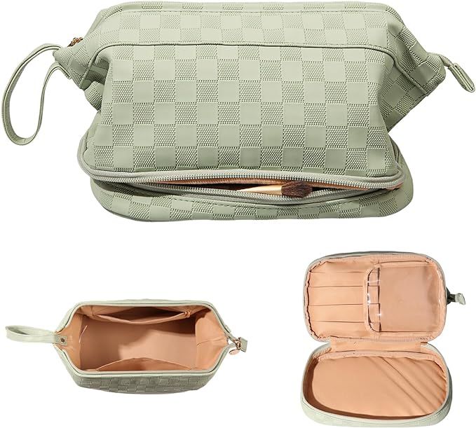 Abiudeng Large Makeup Bag for Women, Makeup Travel Bag, Waterproof Cosmetic Bag,make Up Travel Bag Essentials,cute Travel Toiletry Bag for Women Makeup Bag Organizer With Bottom Pouch