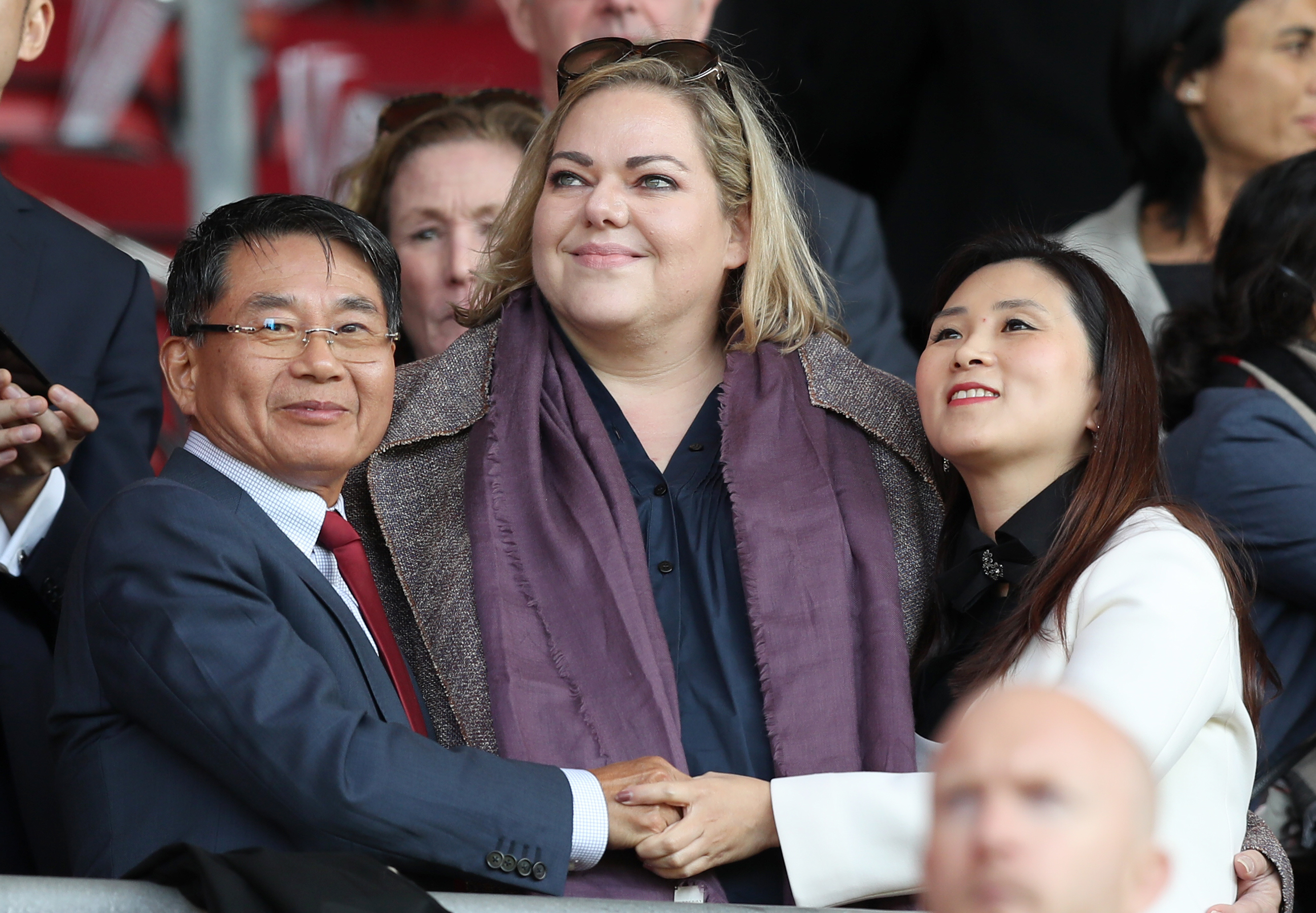 Southampton owners Jisheng Gao, left, and Katharina Liebherr, centre, in the stands