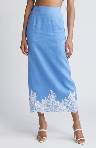 Pippa Lace Detail Linen Blend Skirt