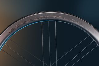 Detail of G3 lacing on the Campagnolo Bora Ultra WTO wheel