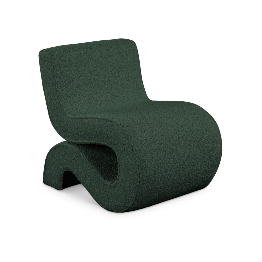 Green boucle s-shaped chair