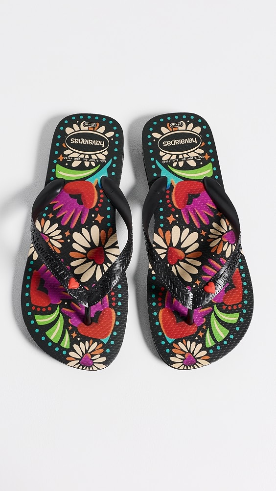 Top Begonia Heart Flip Flops - Black