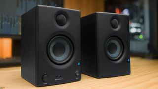 PreSonus Eris E3.5 review: PreSonus Eris E3.5 speakers on a light wooden desktop