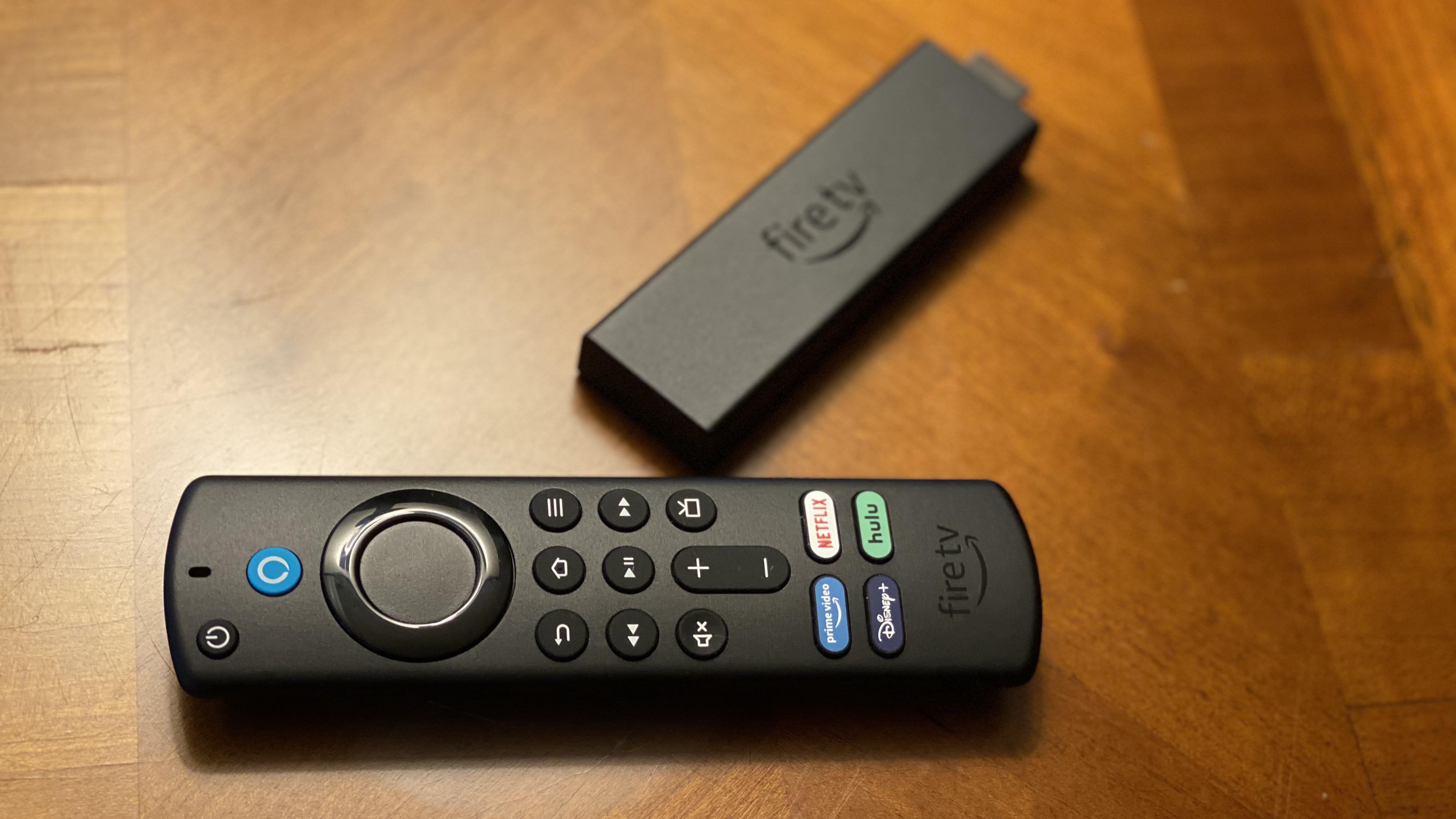 Amazon Fire TV Stick 4K Max on a coffee table