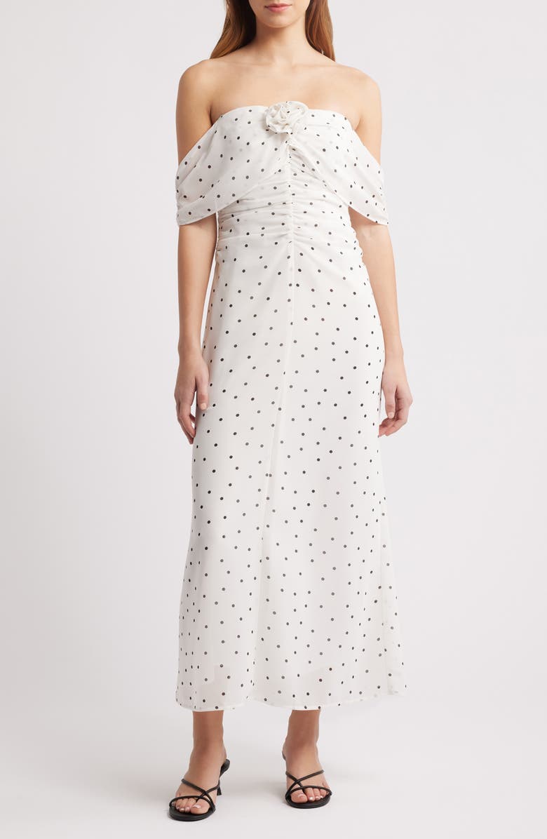 Mini Polka Dot Off the Shoulder Dress