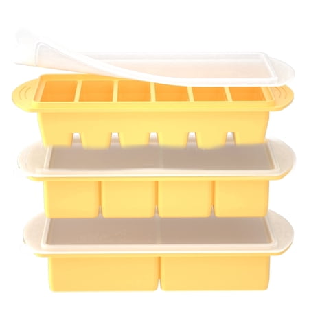 3 Pack Silicone Freezer Tray With Lid, 1-Cup &amp;amp; 2-Cup Freezing Food Molds, Make Perfect Soups, Extra Large Ice Cubes for Meal Prep, Sauces, Soups, Stews, Broths, Oven and Dishwasher Safe-Aqua