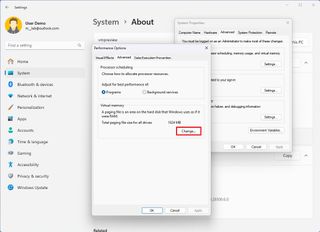 Open virtual memory settings