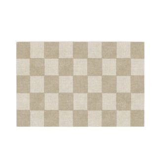 A brown and cream checked rug