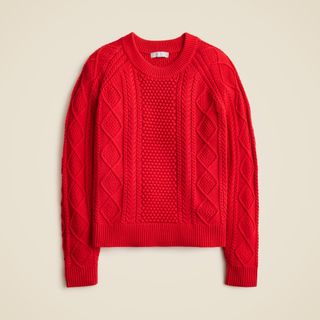 Cotton Cable-Knit Crewneck Sweater