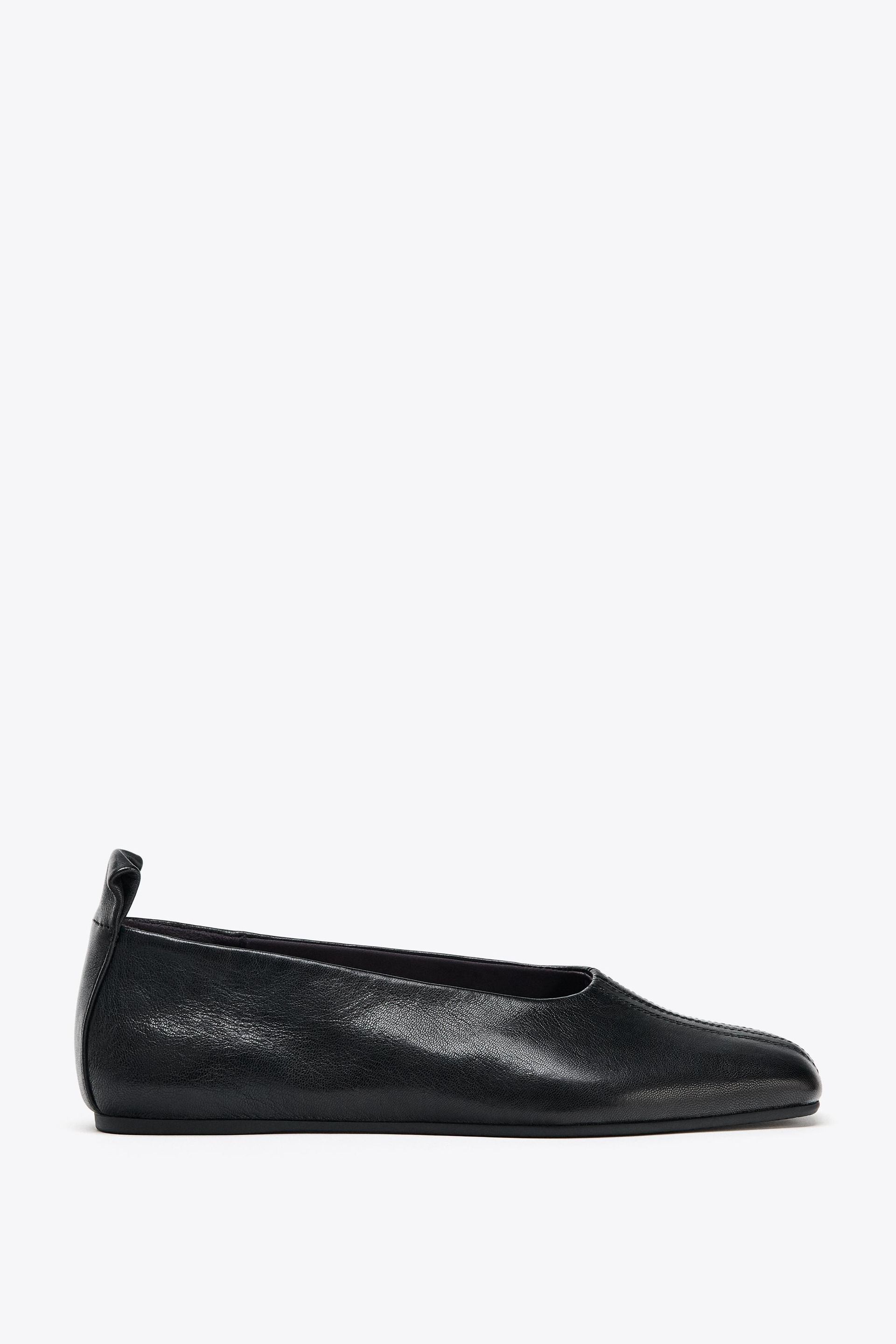 Square Toe Leather Ballet Flats