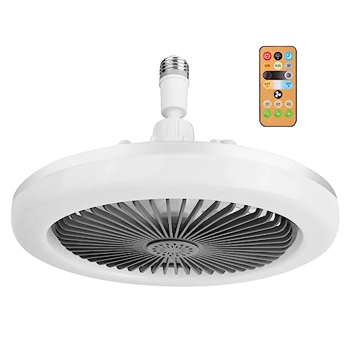 Hoxfly Led Ceiling Fans Lights 30w, Φ25cm Modern Bedroom Reversible Fan Light Quiet 3 Speeds Color Dimmable, E27 Lamp Holder, Timing Bathroom Living Room, White (301-19571-30yle00)