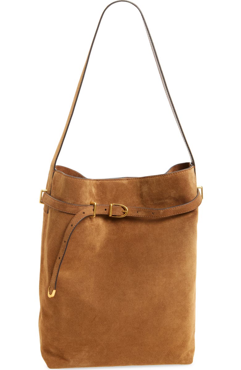 The Essential Belted Suede Bucket Tote
