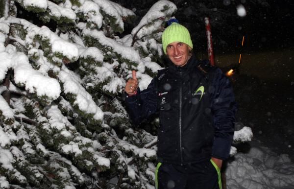 Franco Pellizotti appears chuffed to have located a tree for Christmas