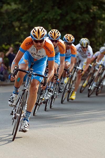 Danny Pate drives the Garmin train with six kilometres to go.